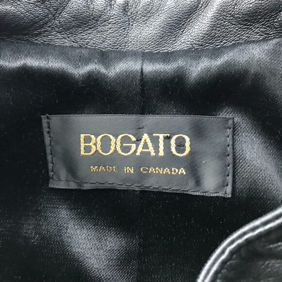 BOGATO, women's black leather jacket, fitted moto jacket, all-season small/med - Picture 10 of 13